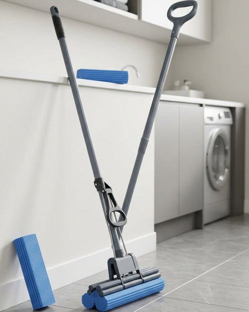 Rglwx Double Roller PVA Sponge Mop with Pull Lever Graphite Blue - Lifestyle view