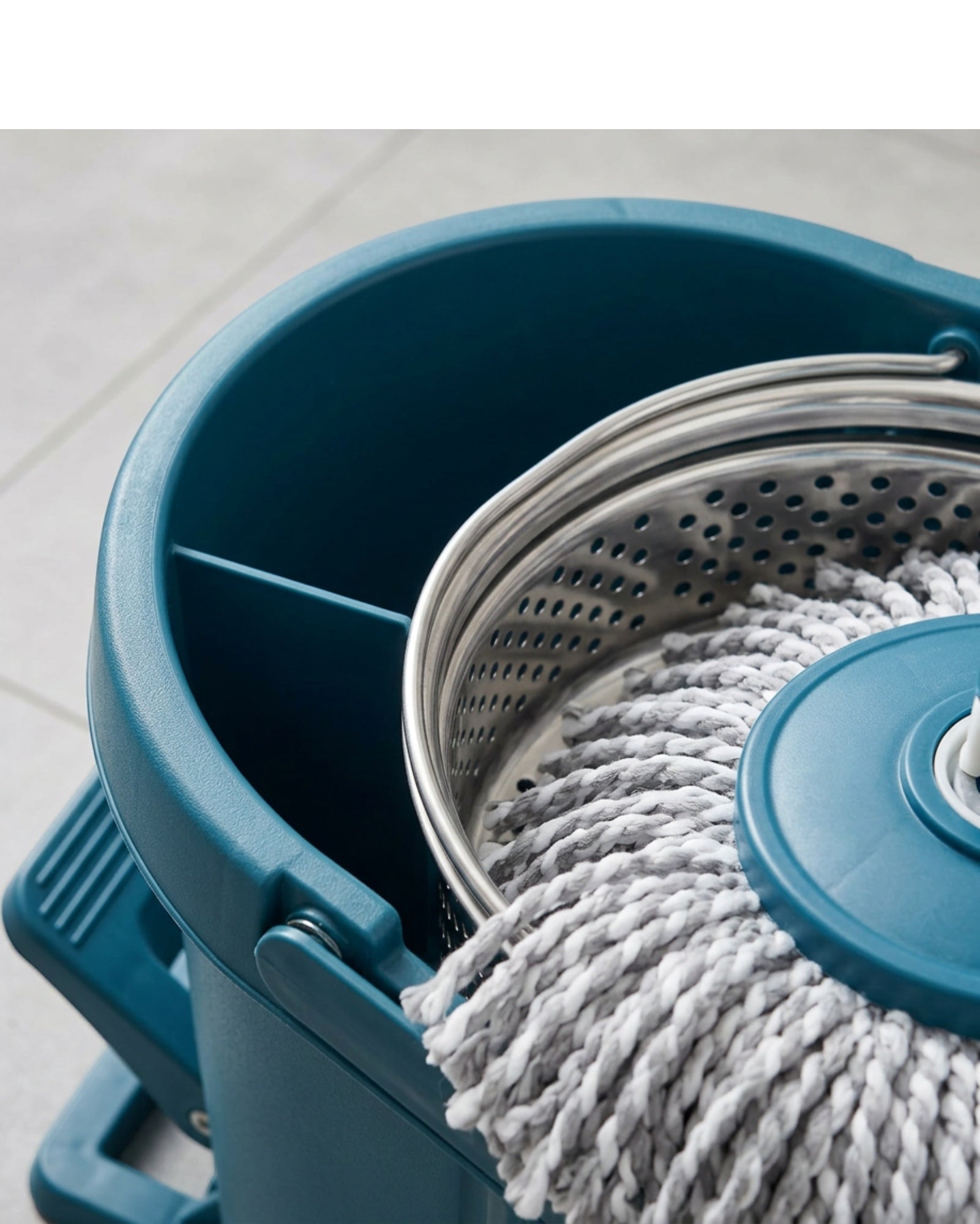 Rglwx Foot Pedal Spin Mop with Divided Bucket Petrol Blue - Detail view