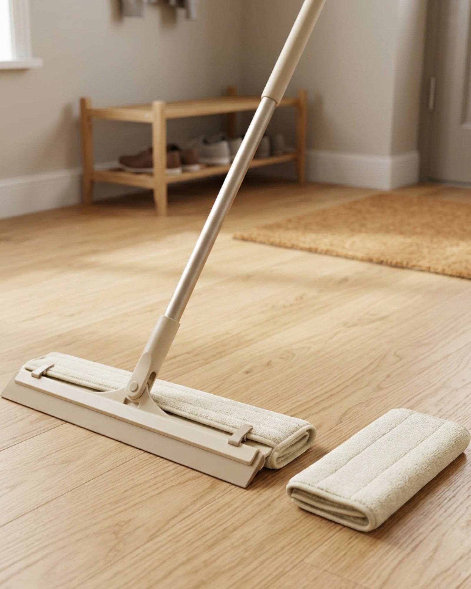 Rglwx Wide Silicone Squeegee Mop with Microfiber Sleeve Sand Cream - Lifestyle view