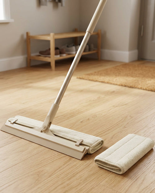 Rglwx Wide Silicone Squeegee Mop with Microfiber Sleeve Sand Cream - Lifestyle view